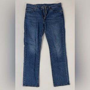 Levi Men’s 514 Premium Stretch Washed Indigo Blue Jeans Size 33x32